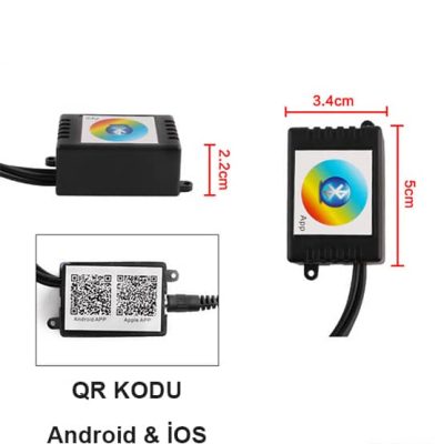 bluetooth kontrollu araç içi led