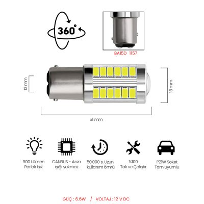 BA1157 BEYAZ 33LED 3