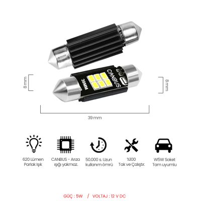 sofit 6LED BEYAZ 39mm 3