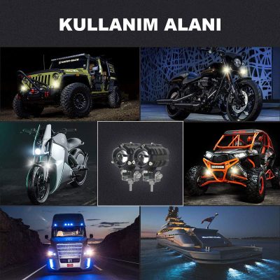 motosiklet mercekli sari beyaz sis lambasi